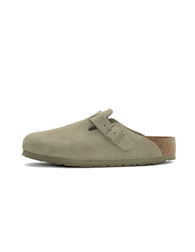 Birkenstock Boston Suede Leather Faded Khaki en stock