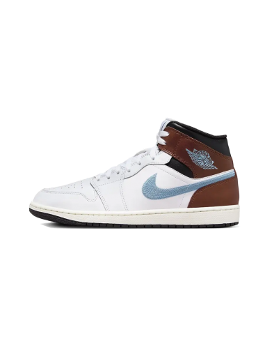 Air Jordan 1 Retro Mid SE Brown Blue Grey Véritable concentré